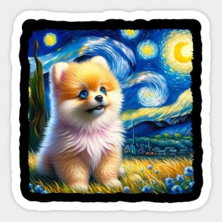 Starry Pomeranian Portrait - Dog Portrait Sticker